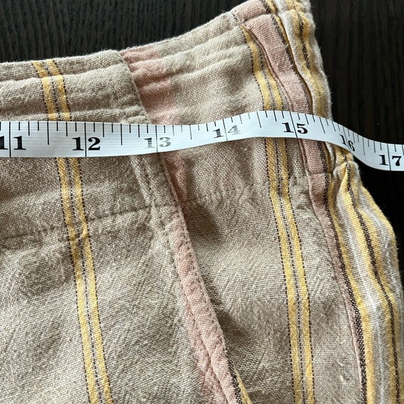 American Eagle High Waist Paperbag Wide Leg Striped Linen Blend Pants Medium - Picture 12 of 14